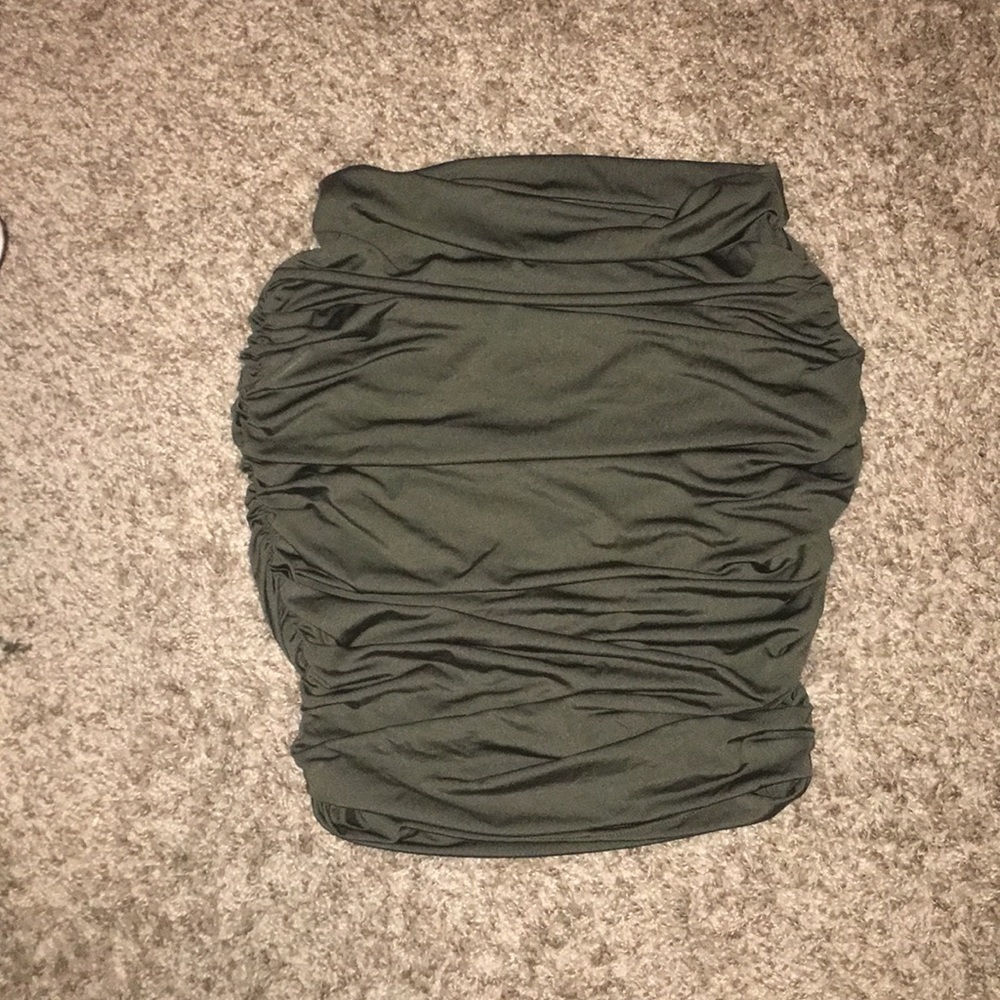 Green scrunched up skirt